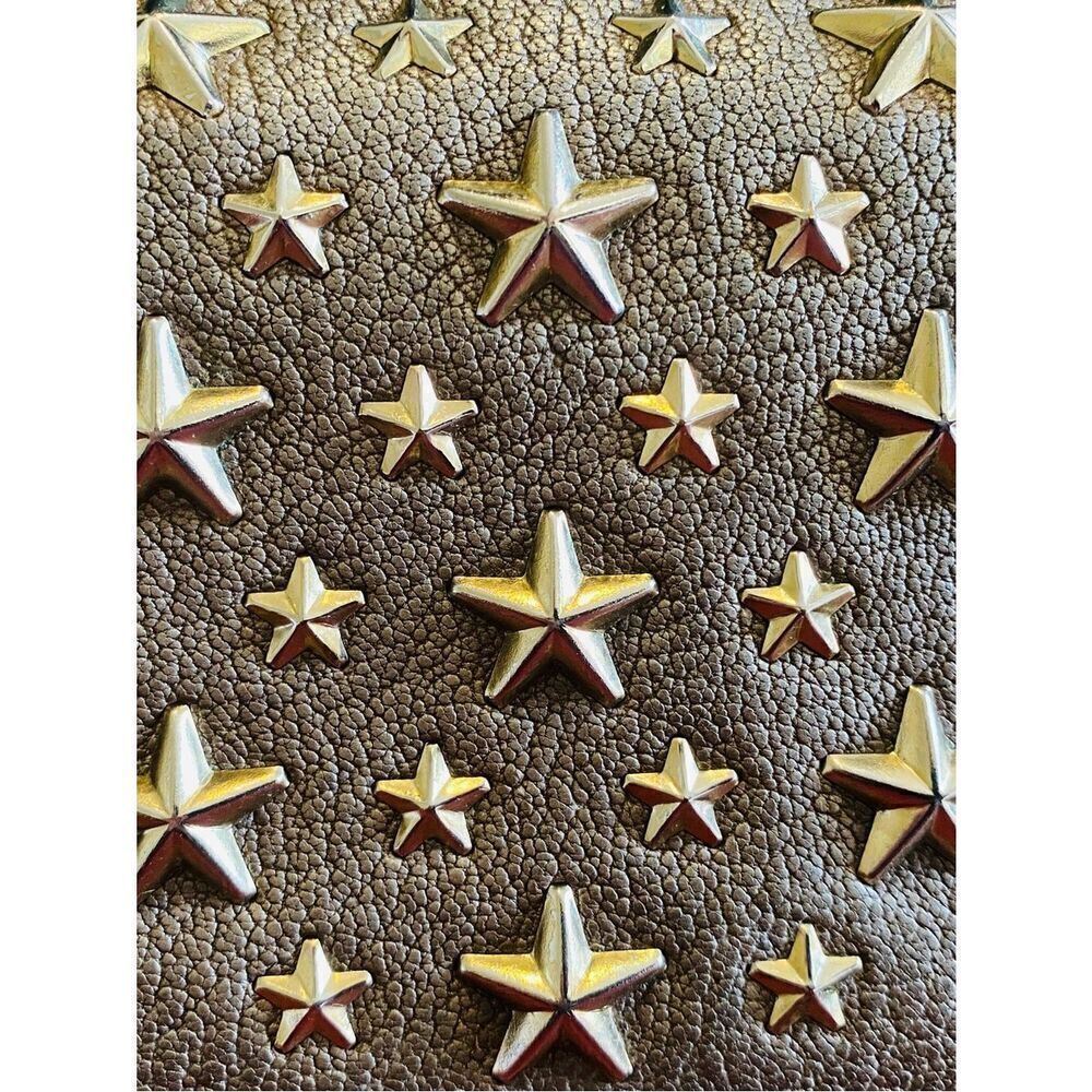 Jimmy Choo Taupe Gold Star-Studded Zip Around Long Wallet Authentic - Picture 11 of 17
